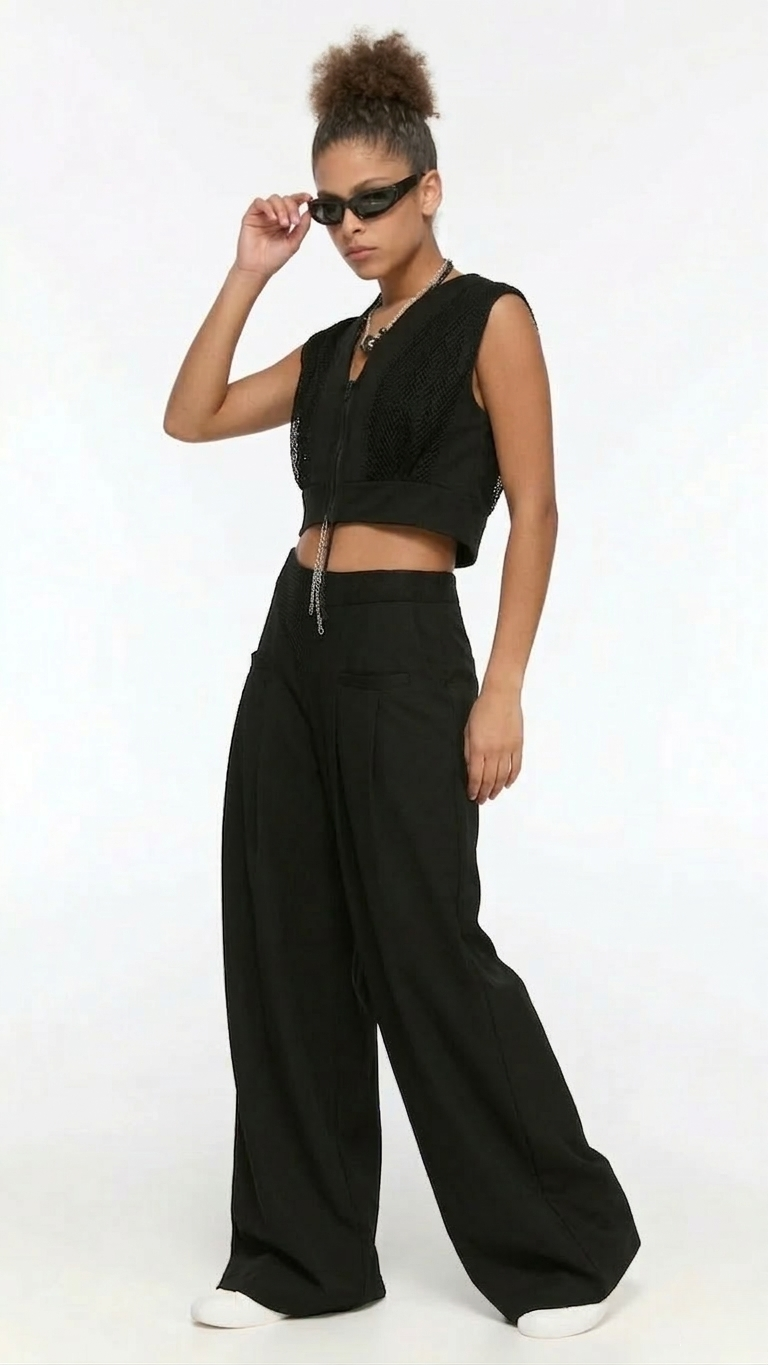 LAMANTE ÖNDEN FERMUARLI CROP BLUZ