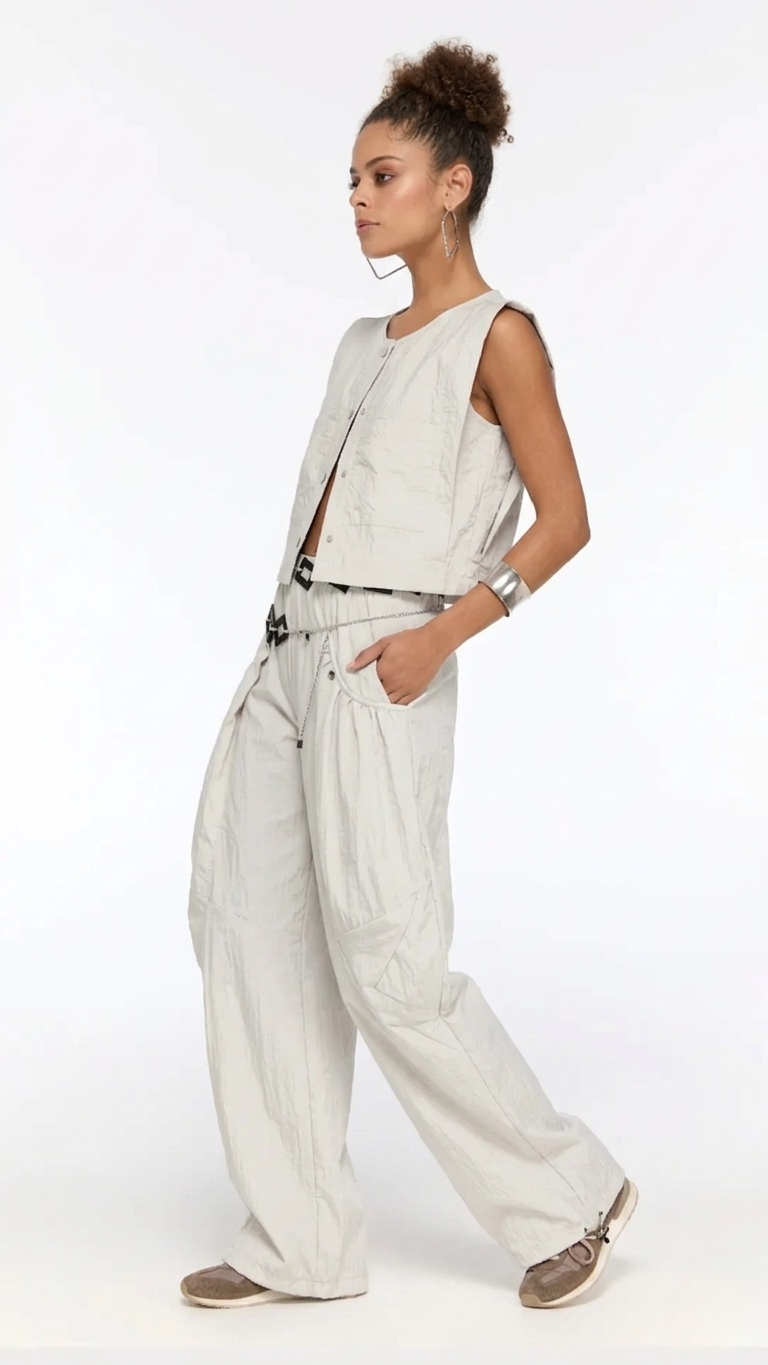 LAMANTE ÖNDEN DÜĞMELİ CROP BLUZ