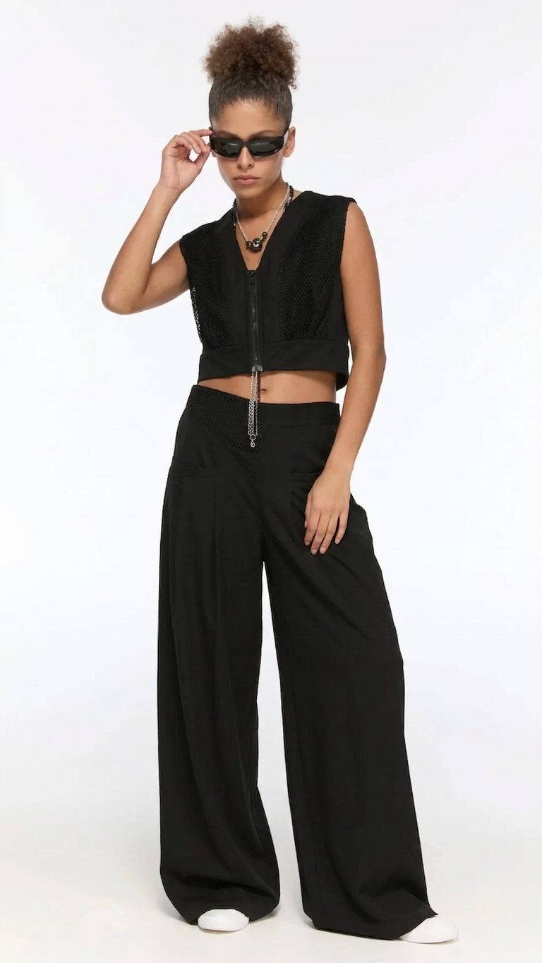 LAMANTE ÖNDEN FERMUARLI CROP BLUZ