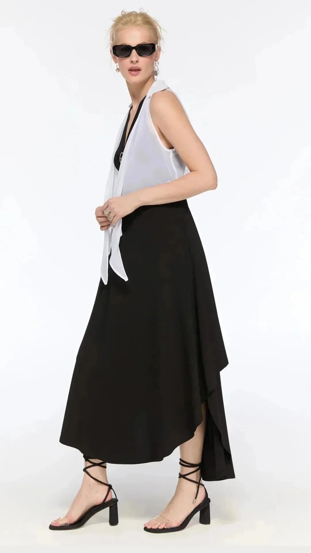 LAMANTE AKIŞKAN KUMAŞ UZUN ELBİSE