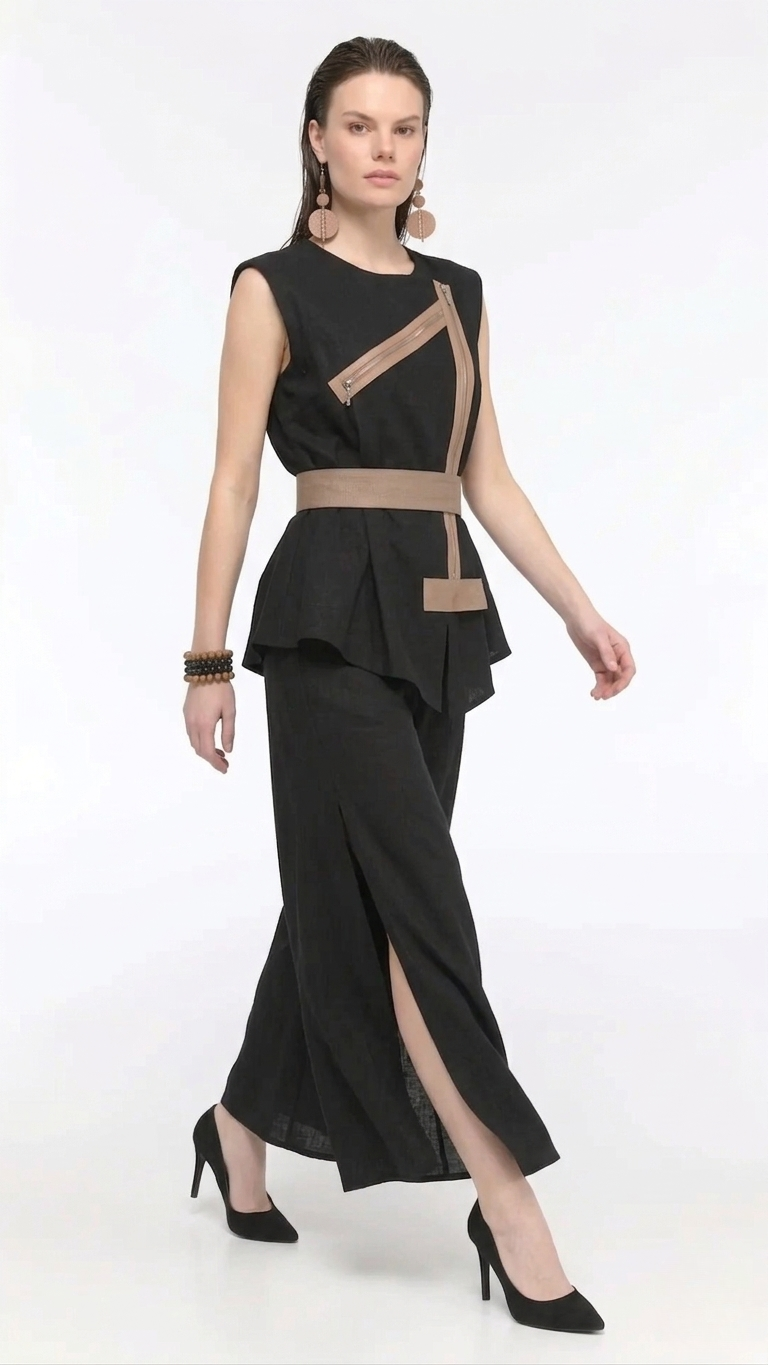 LAMANTE ETEK GÖRÜNÜMLÜ PANTOLON